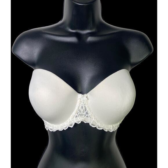 Intimate Apparel Underwire Push Up White Lace Strapless Bra Size 34DD - Picture 1 of 6